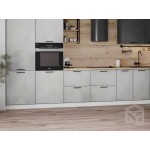 Угловая под потолок серого цвета модульная кухня с 2 пеналами | 3,8*1,8 метра Фенис-008