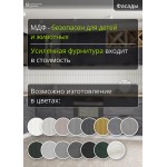 гловая кухня в темно-сером цвете с эффектом металла и абстрактным рисунком