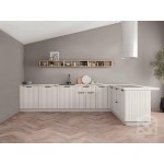 Угловая белая кухня с 3D рифлением – иллюзия объема