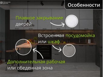 Прямая кухня Белого цвета верх - Светло-Серый низ Отделка под штукатурку | Лофт-15