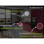 Прямая бордовая кухня с островом 1,2 м и встроенным холодильником | 3 метра Марта-Ройс-009