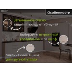 Модульная рифленая кухня серого цвета со встроенными шкафами | 3*1.8 метра