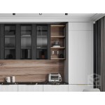 Белая волнистая кухня с двумя пеналами и открытыми полками | 3.6 метра Монца 004