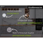 Кухня белый верх - серый бетон с пеналом и открытыми полками | 3.6 метра Монца/Лофт 009