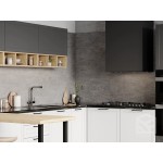 Угловая серо-белая кухня с барной стойкой | 3,4*3 метра Перо-008
