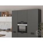 Графитовая кухня с белым островом – современный дизайн и модульная система