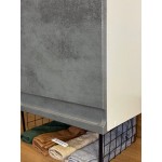 Модульная кухня в серых тонах с интегрированными ручками и отделкой под бетон