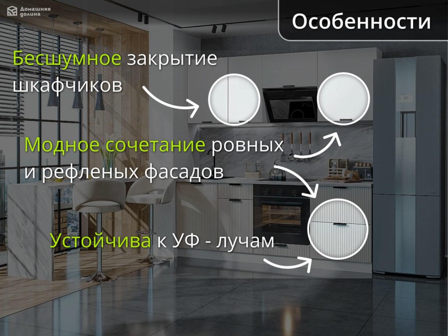 Модульная кухня небольшая рифленая | 2.1 метра Евро-002