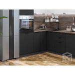 Угловая кухня в современном стиле с реечными фасадами
