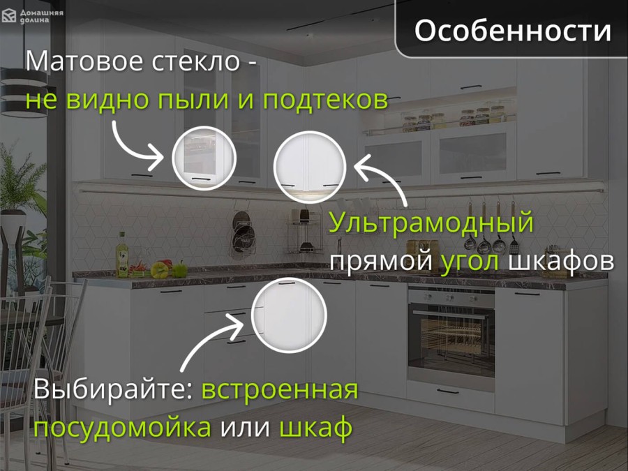 Угловая модульная кухня эконом  белого цвета с витринами | 1,7*2,4 метра Флэт-007