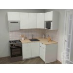 Угловая компактная модульная кухня белого цвета | 2*1,2 метра Флэт-010