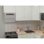 Угловая компактная модульная кухня белого цвета | 2*1,2 метра Флэт-010