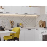 Угловая модульная кухня белого цвета с тонкой рамкой | 3*2.2 метра Фрейм-007