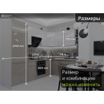 Угловая глянцевая кухня белый верх - бежевый низ с пеналом | 2.6*1.8 метра Фьюжн-009