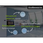 Прямая кухня с пеналом в голубых теплых тонах с матовыми шкафами | 2.6 метра Фьюжн-010