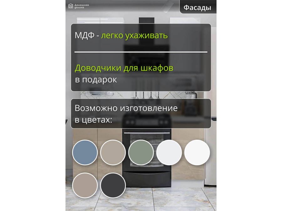 Маленькая кухня с глянцевыми белыми шкафами вверху - бежевыми внизу | 1 метр Фьюжн-015
