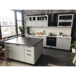 Кухня прямая с островом модульная Глетчер Гейнсборо Силк