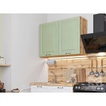 Прямая кухня с корпусом под дерево – стильная двухцветная модель