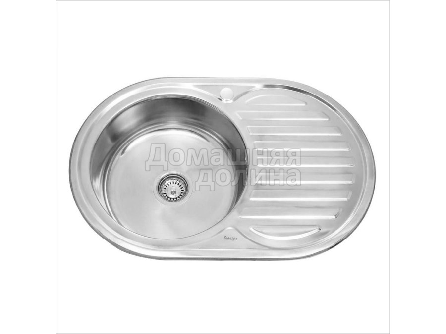 Мойка для кухни из нержавеющей стали врезная SINKLIGHT N 7750 L 0.8/180 1P полированная левая