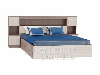 Кровать с закроватным модулем Бася КР-552 1.6м Ясень шимо светлый